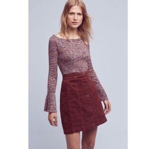 Anthropologie Akemi + Kin Zaka Rainbow Ribbed Knit Bell Sleeve Tunic Top Small